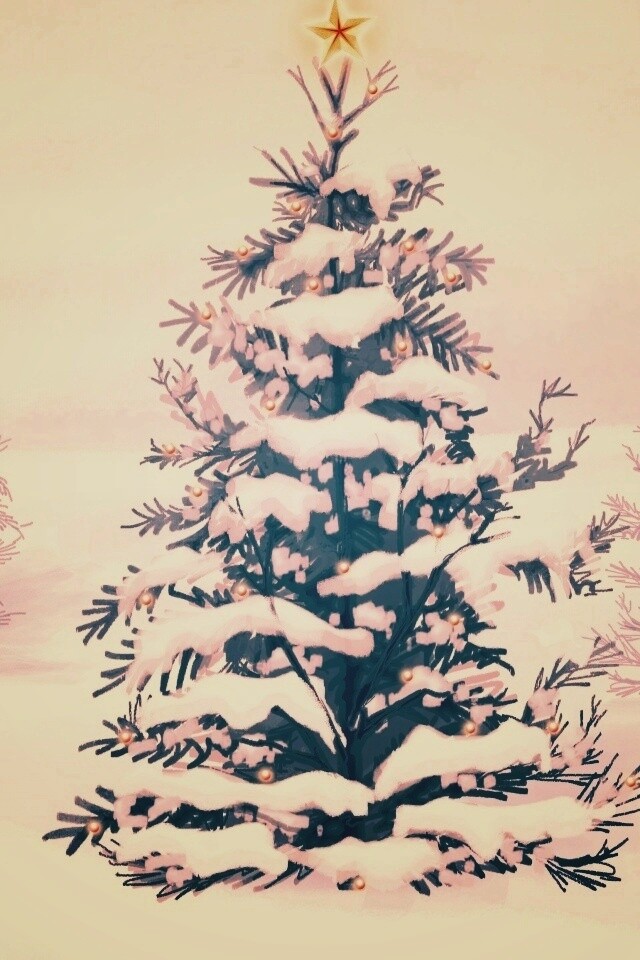 Украшенная ёлочка в лесу обои