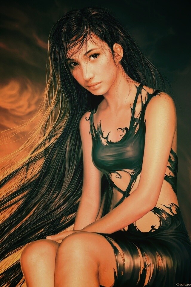 Девушка с длинными волосами обои