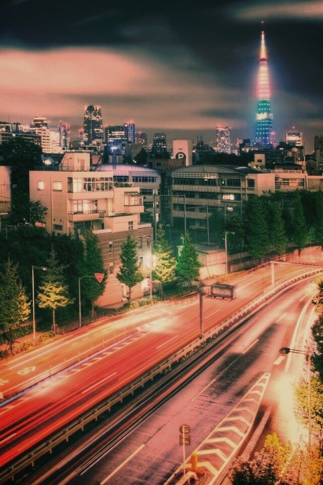 Светящийся город обои