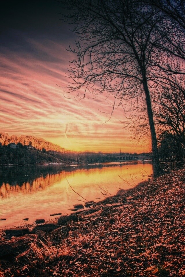 Осенний закат обои