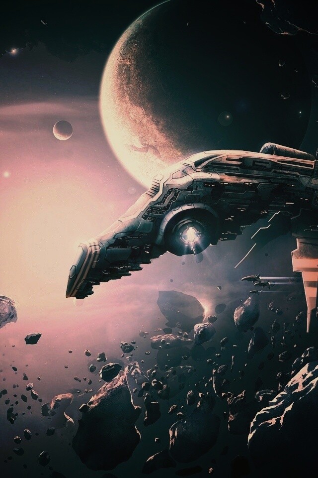 Космические корабли в поясе метеоритов обои