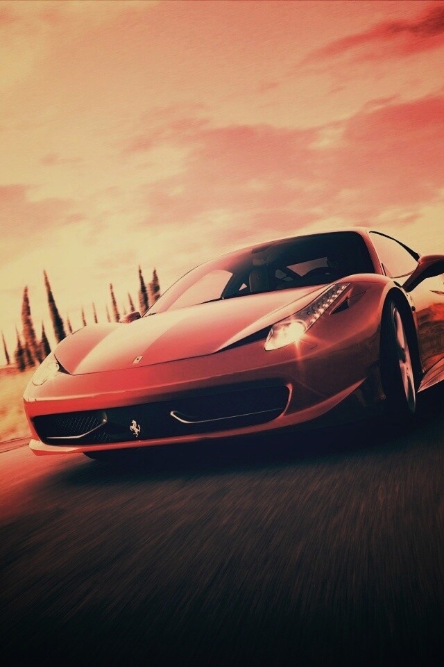 Красная Феррари на трассе обои