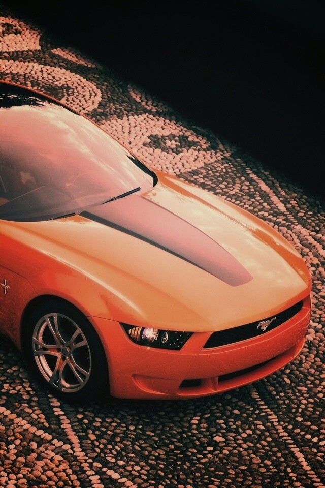 Оранжевый мустанг обои