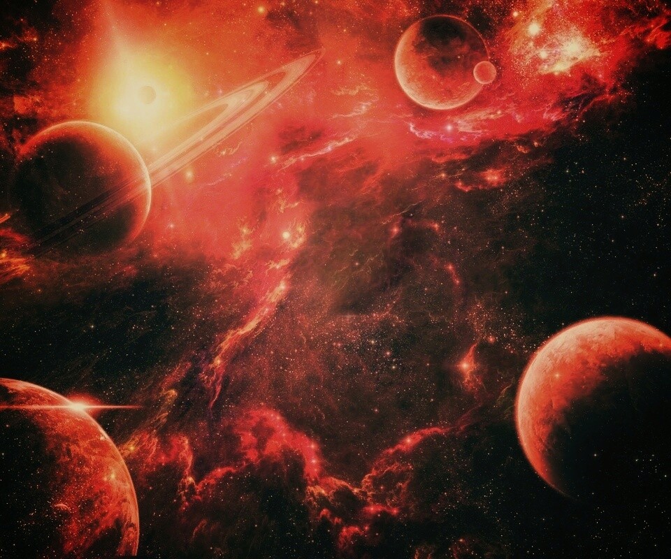Красные оттенки космоса обои