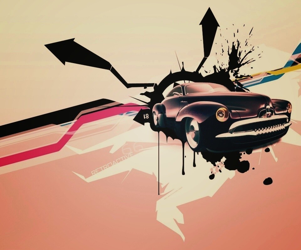 Абстракция с ретро авто обои