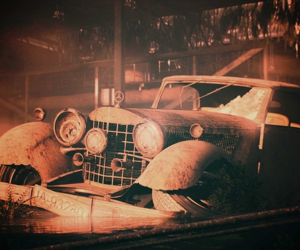 Гниющий ретро мерседес обои