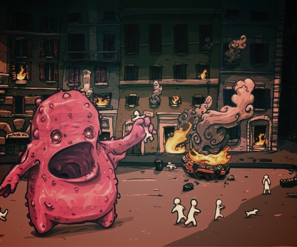 Монстр жрет людей обои