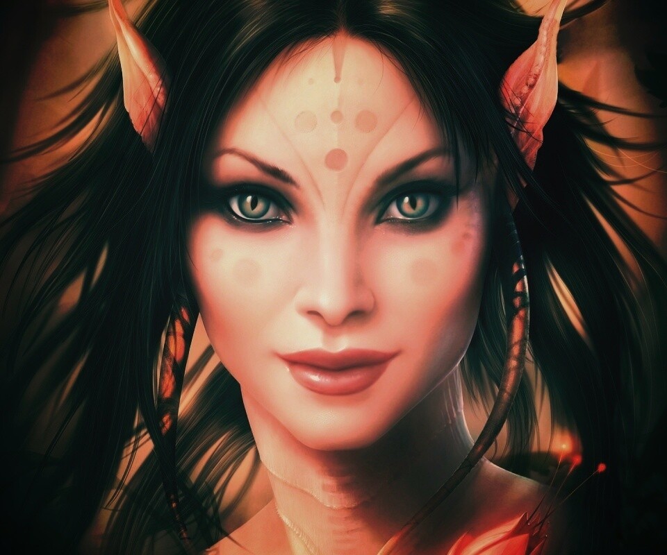 Эльфийка с кошачьими глазами обои