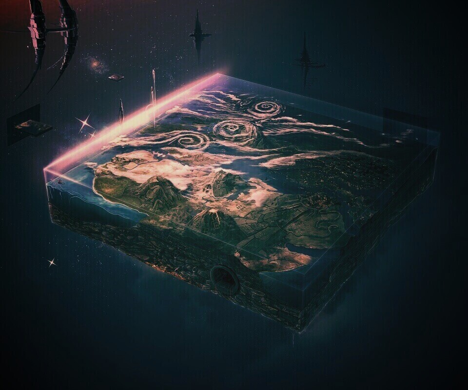 Кубическая земля в вакууме обои