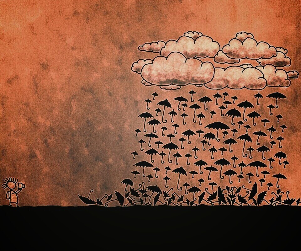 Дождь из зонтиков обои