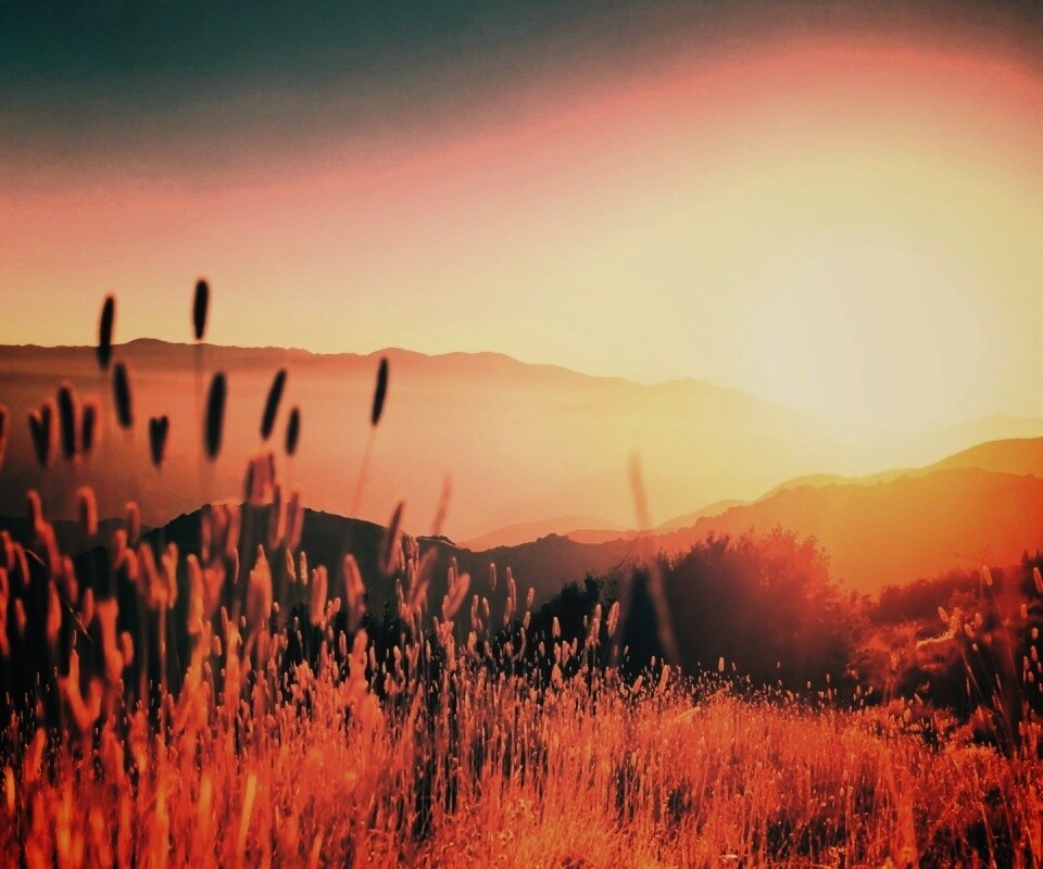 Восход над холмами обои