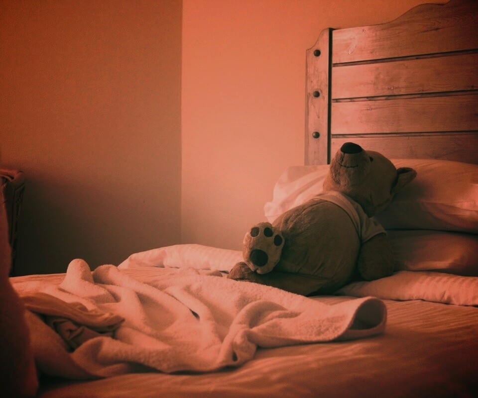 Медвежонок в постели обои