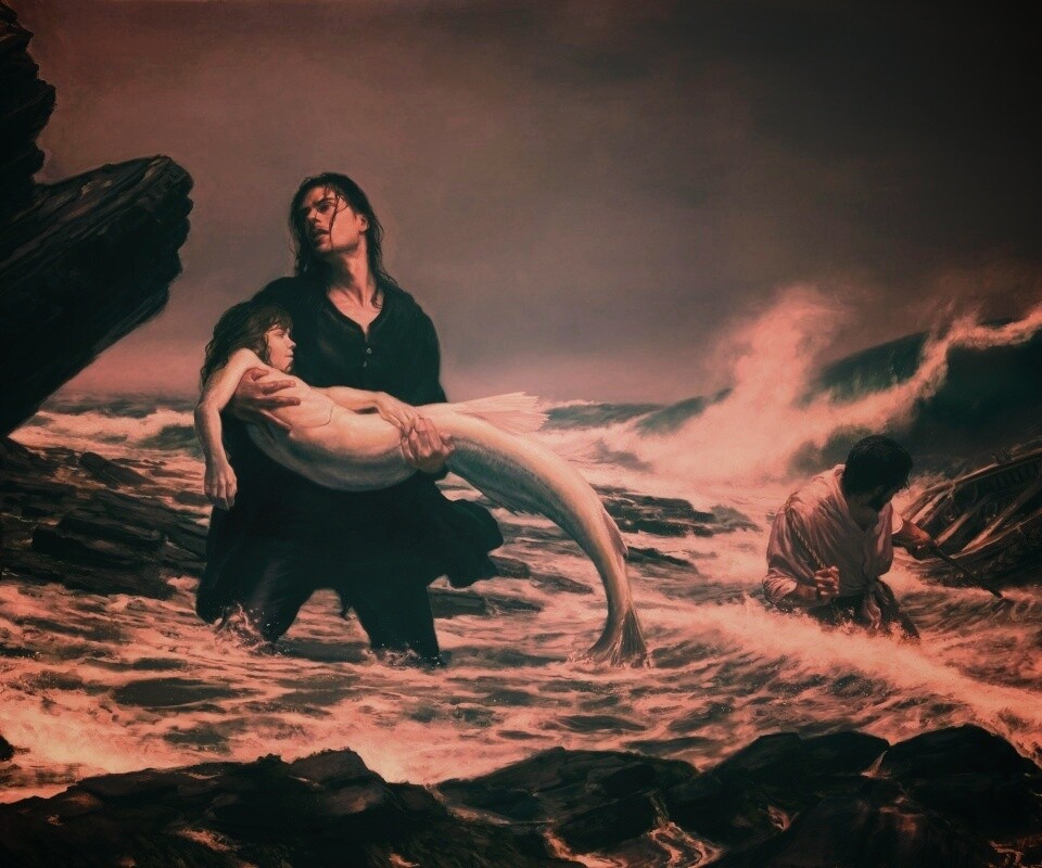 Рыбаки спасают русалку обои