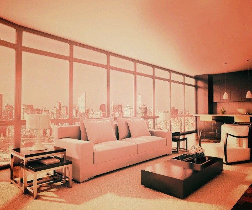 Квартира с видом на мегаполис обои