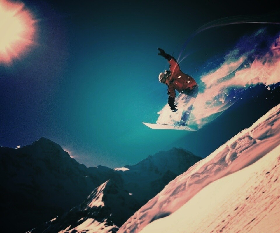 Сноубордист в прыжке обои