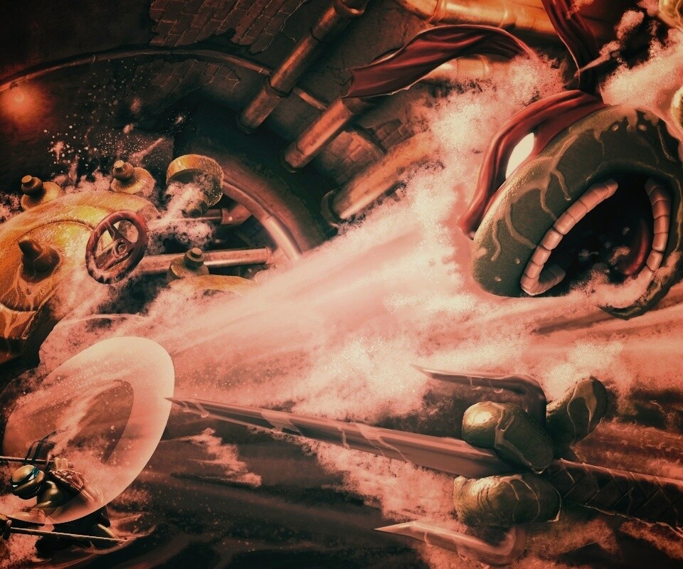 Рафаэля и Леонардо смывает водой обои