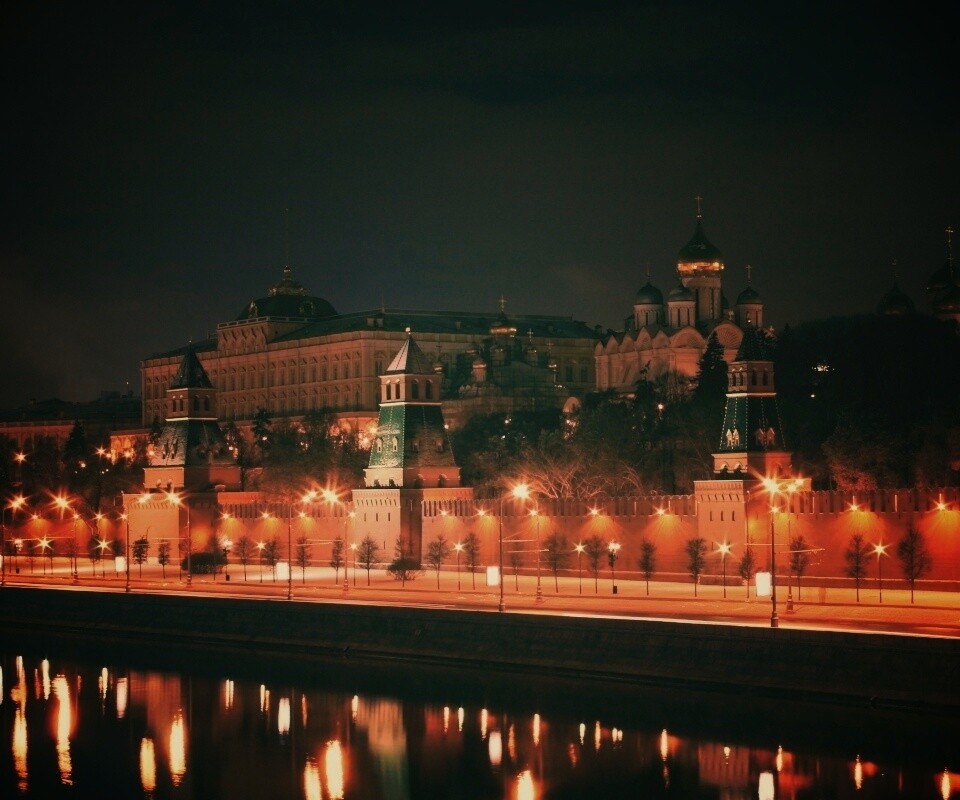 Ночной Кремль обои
