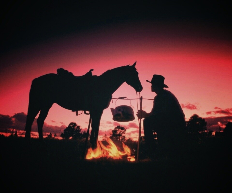 Ковбой на привале обои