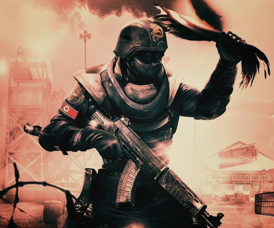 Китайский солдат жжет американский флаг обои