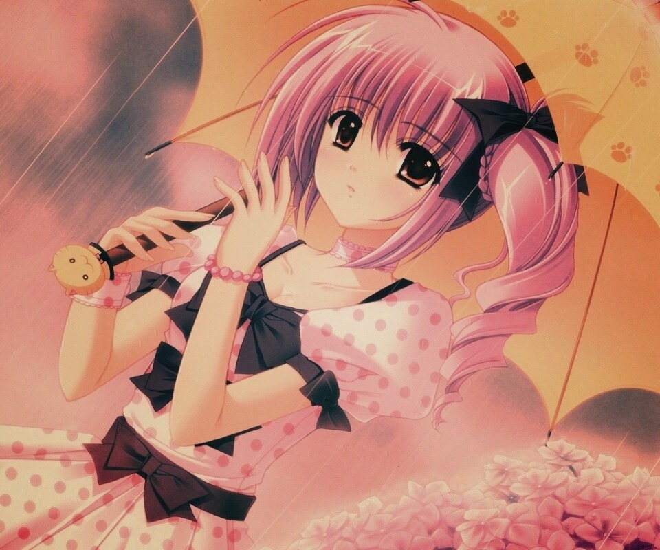 Девочка с зонтиком обои