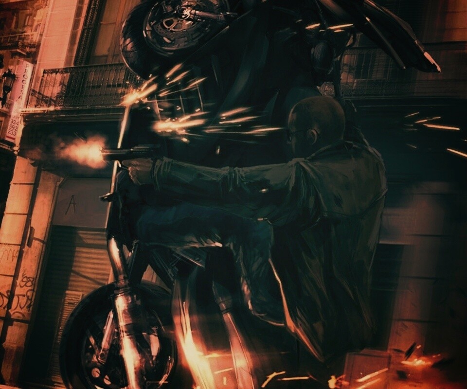 Негр на мотоцикле обои