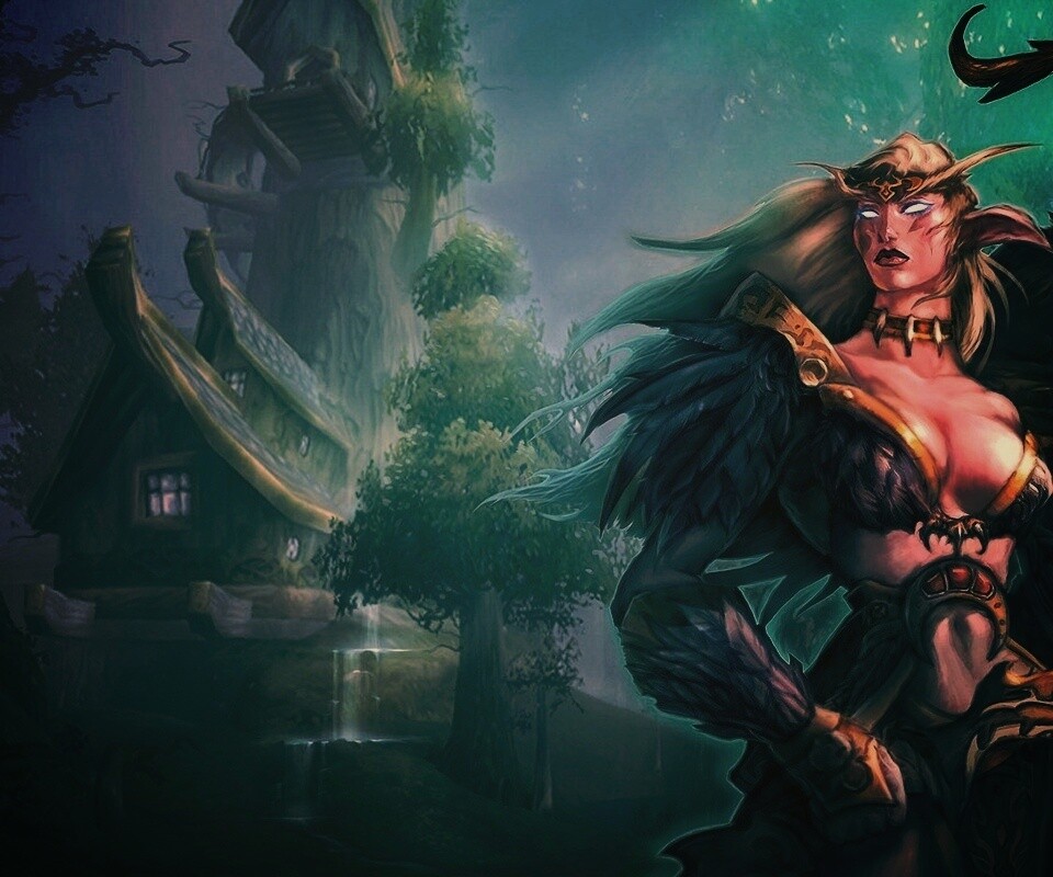 Тёмная эльфика в лесу обои