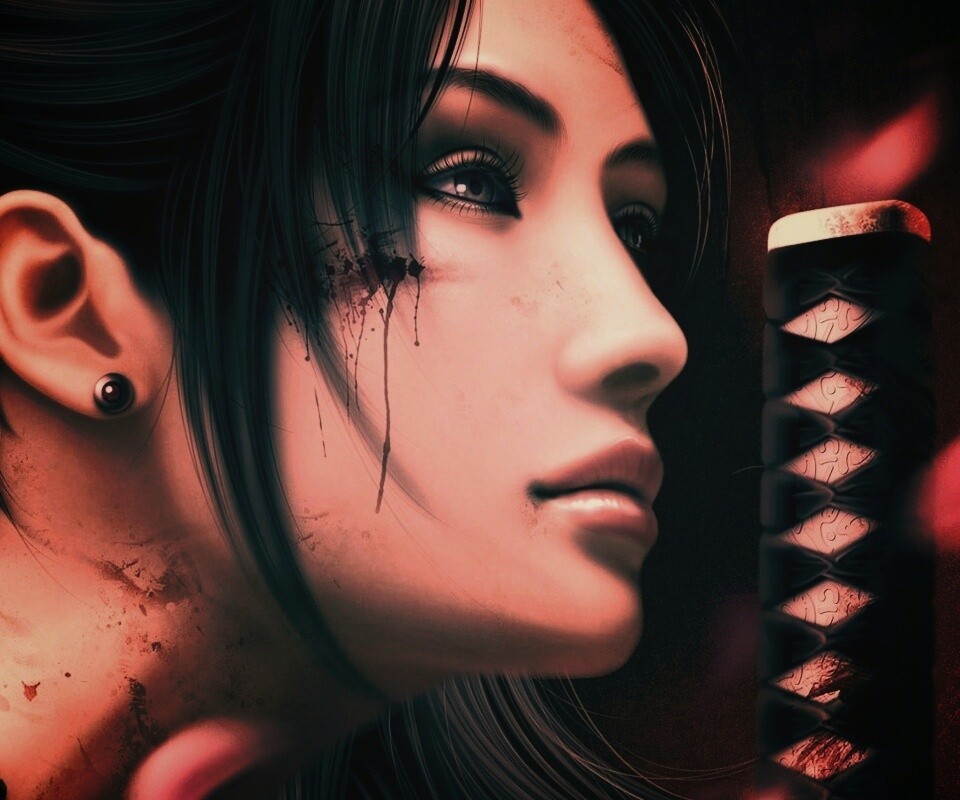 Японка с катаной обои