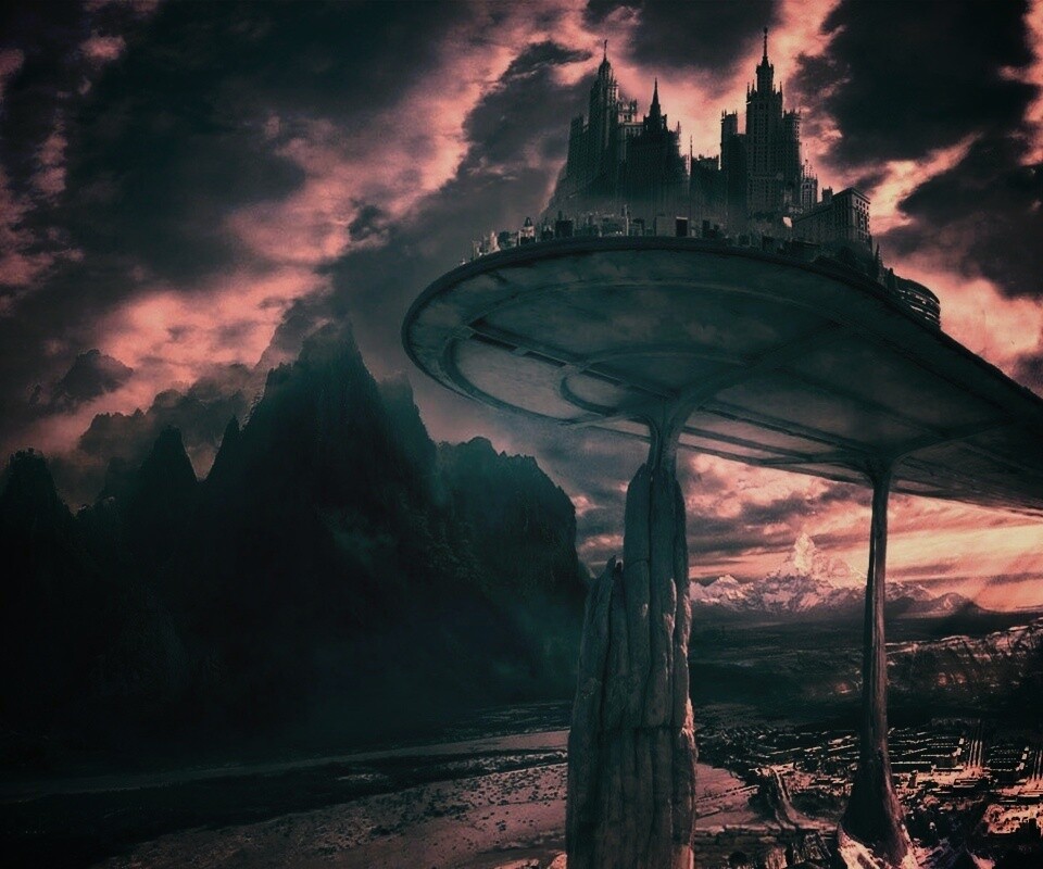 Город на вершине скал обои