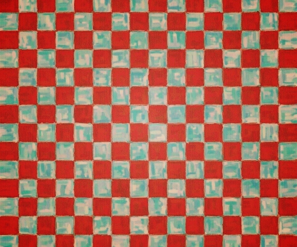 Рисованные красно-голубые клетки обои