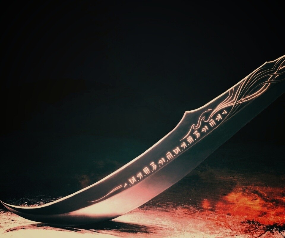 Клинок с магическими рунами обои