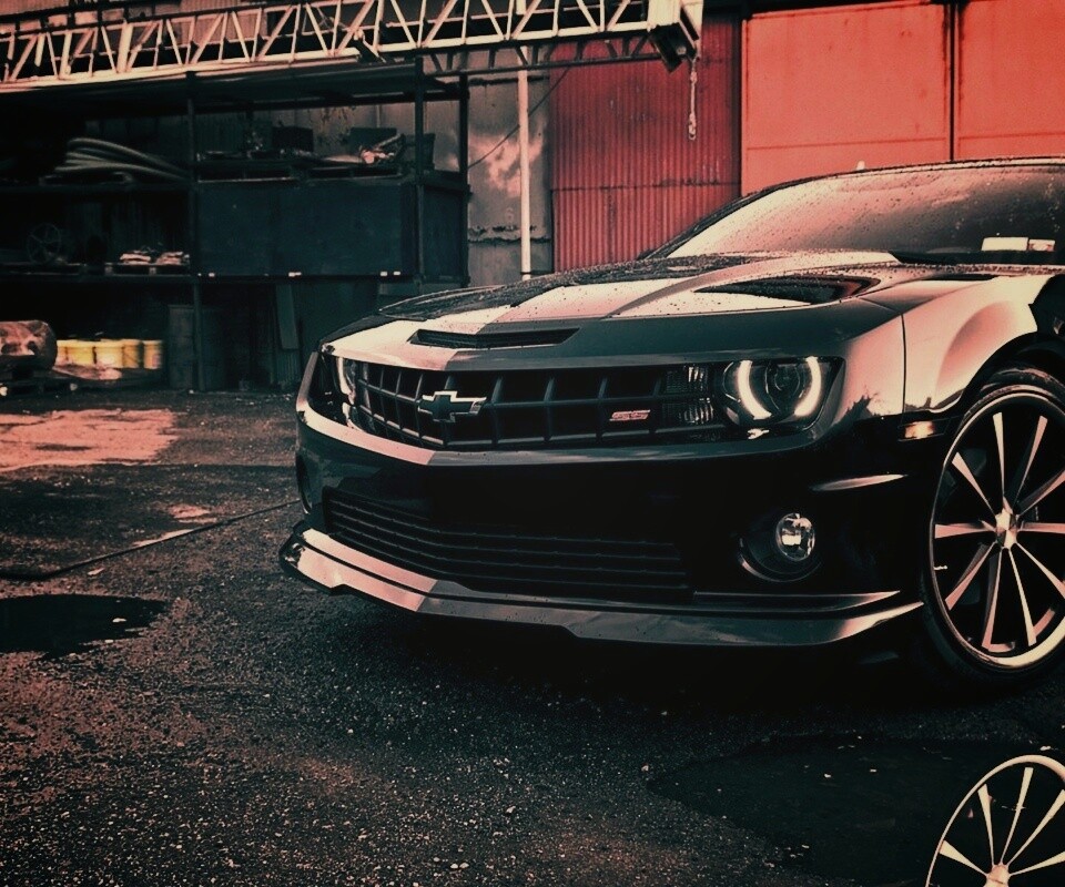 Черный шевроле камаро SS обои