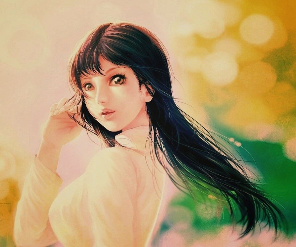 Девушка вполоборота обои