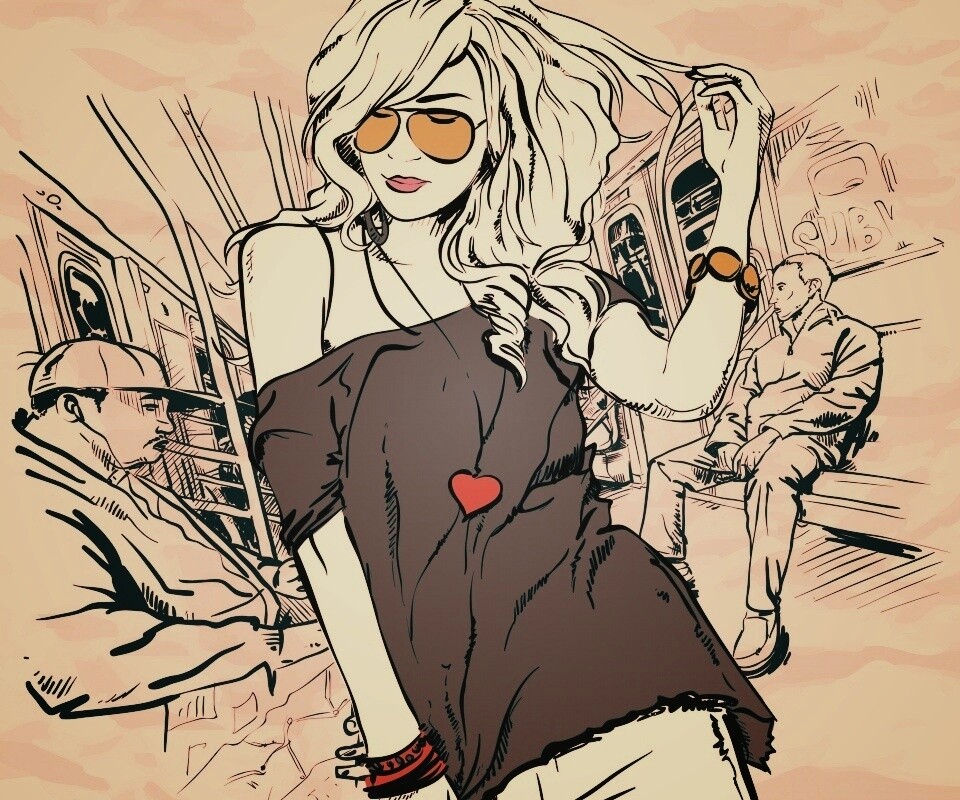 Стильная девушка в метро обои