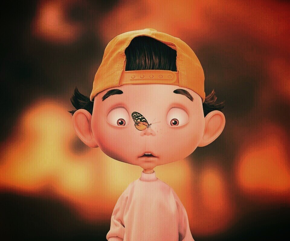 Бабочка на носу обои