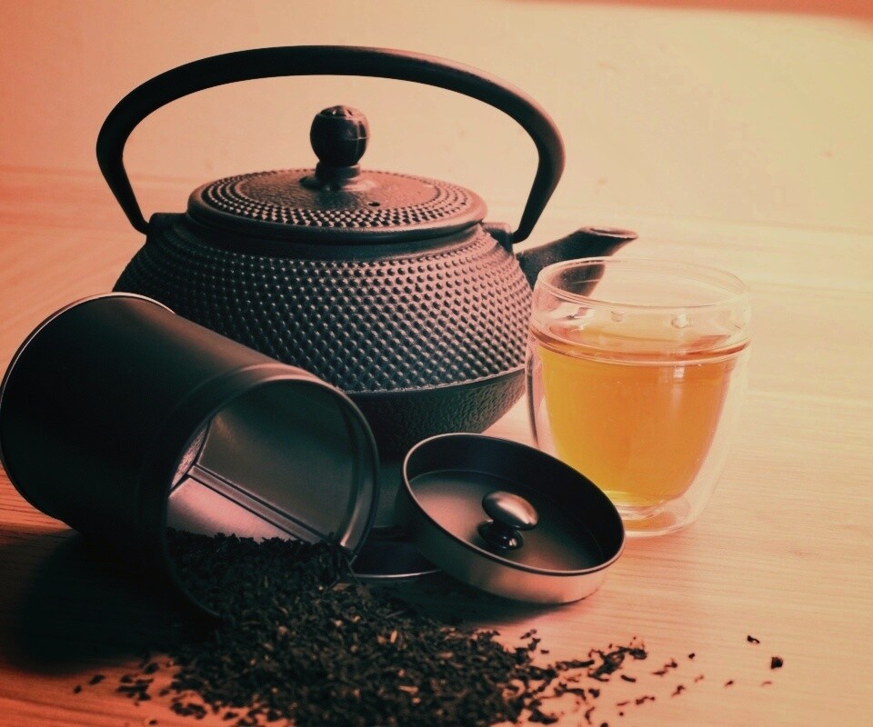 Черный чайный набор обои