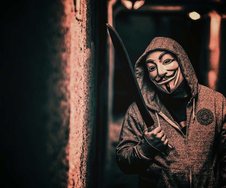 Человек в маске анонимуса обои