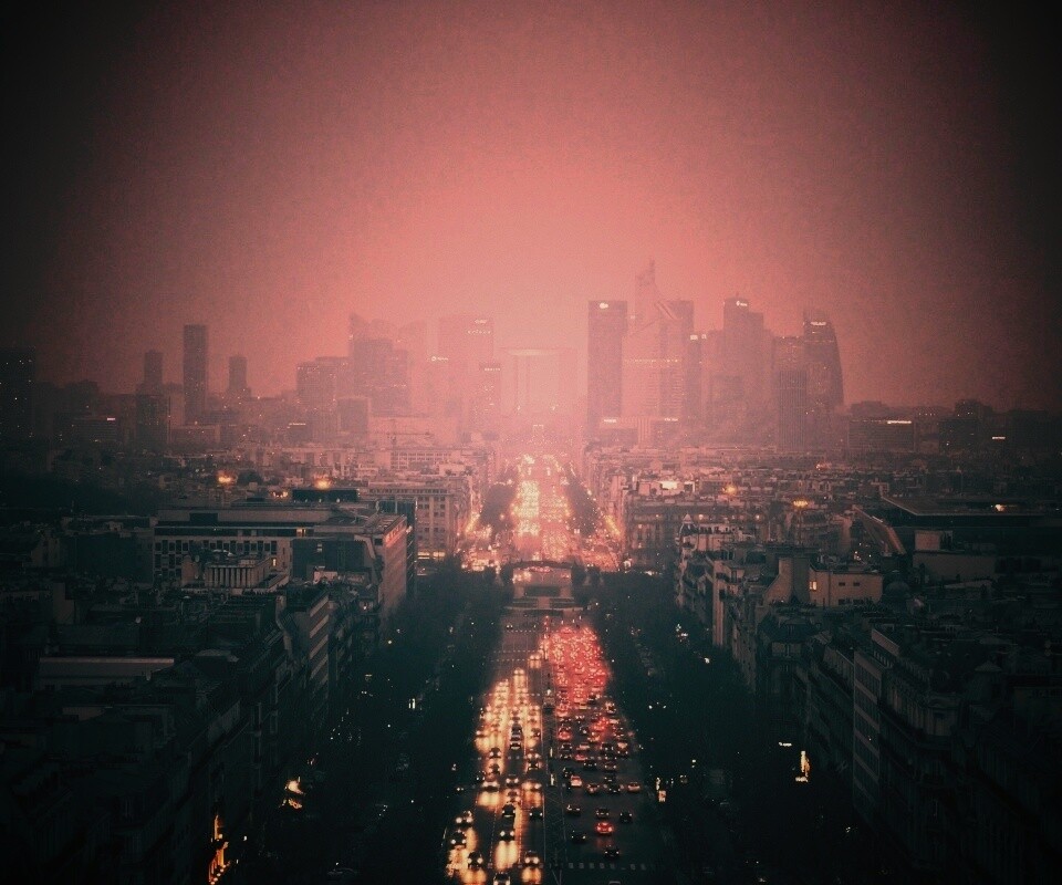 Ночной город в тумане обои