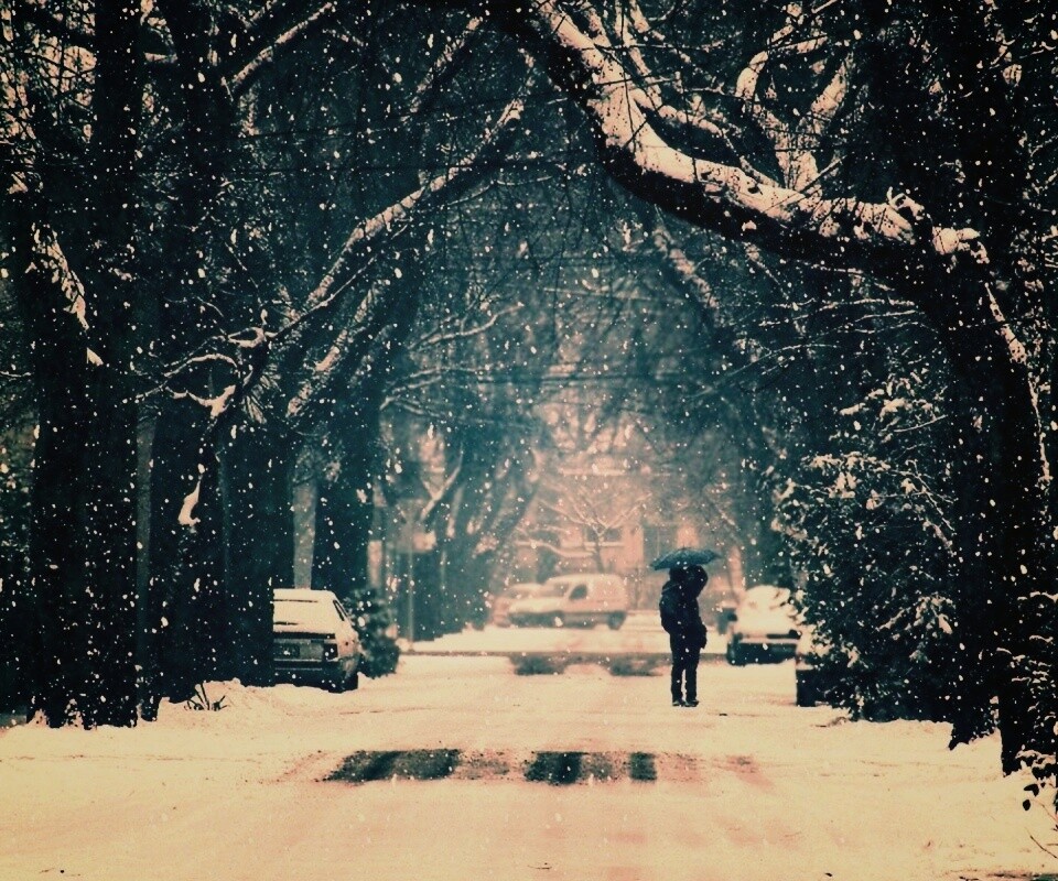 Зимняя улица обои