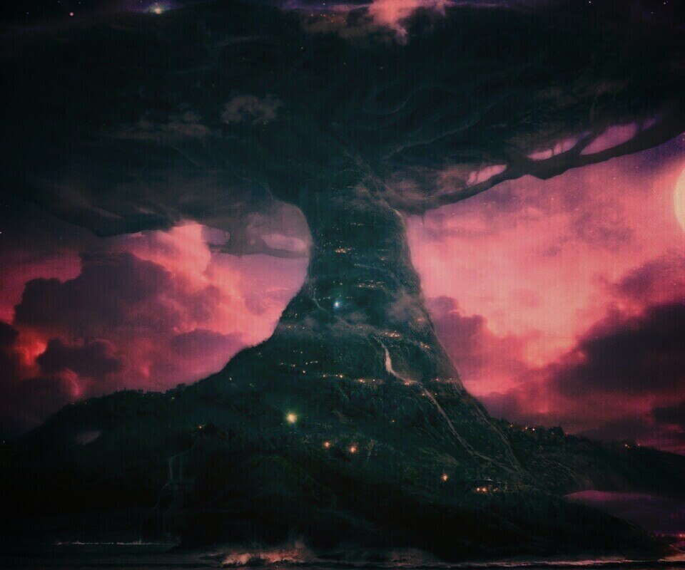 Дерево-город обои