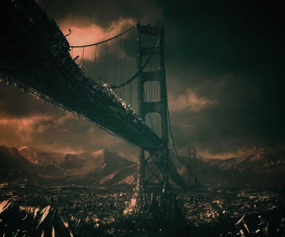 Постапокалиптические Золотые Ворота обои