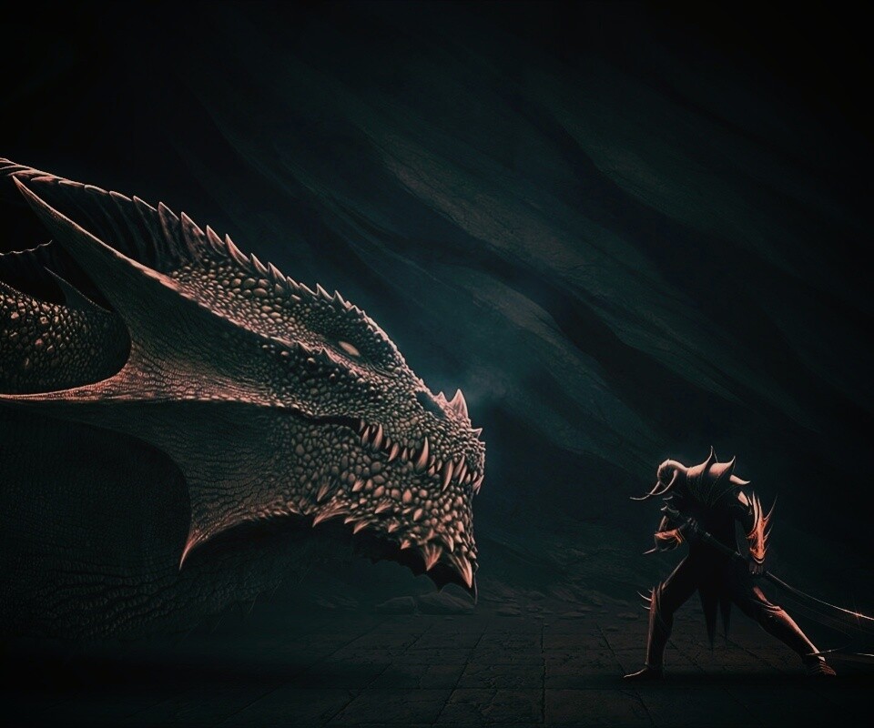 Дракон и воин обои