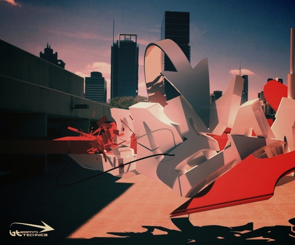 Трехмерное граффити обои