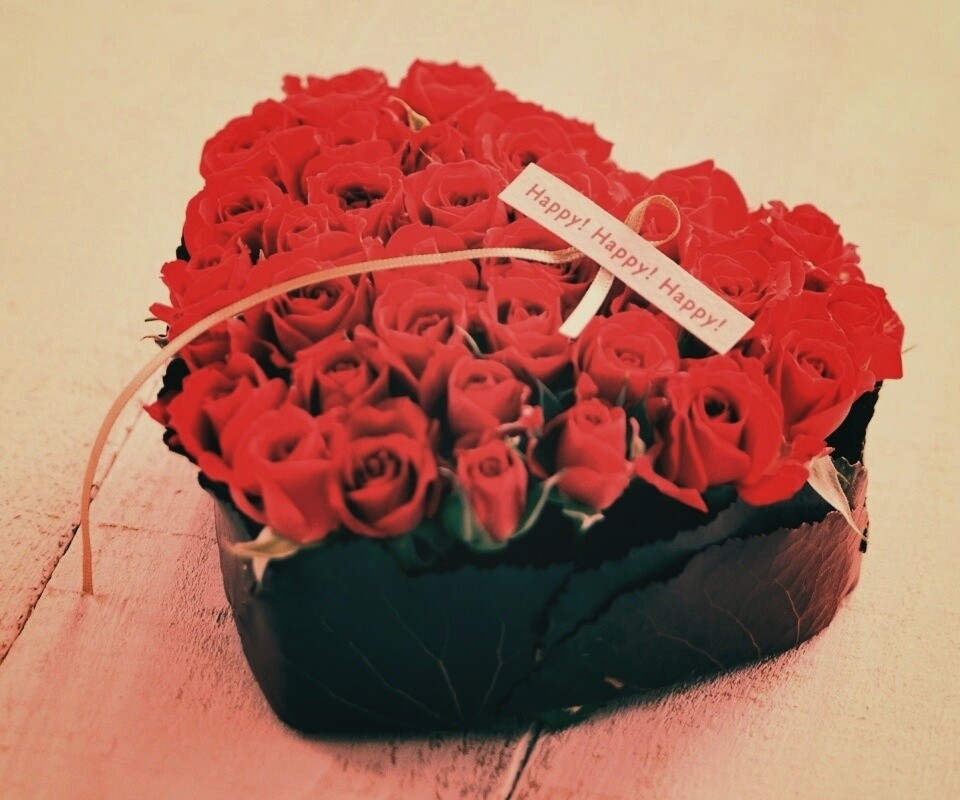 Букет в форме сердца обои