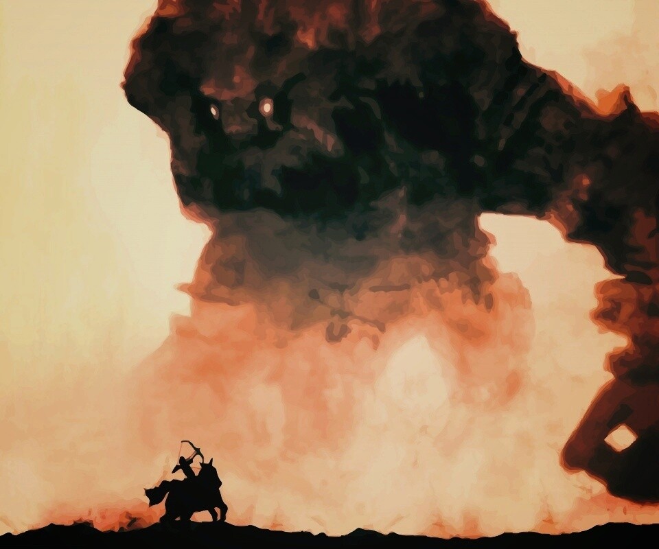 Всадник и огромный голем обои