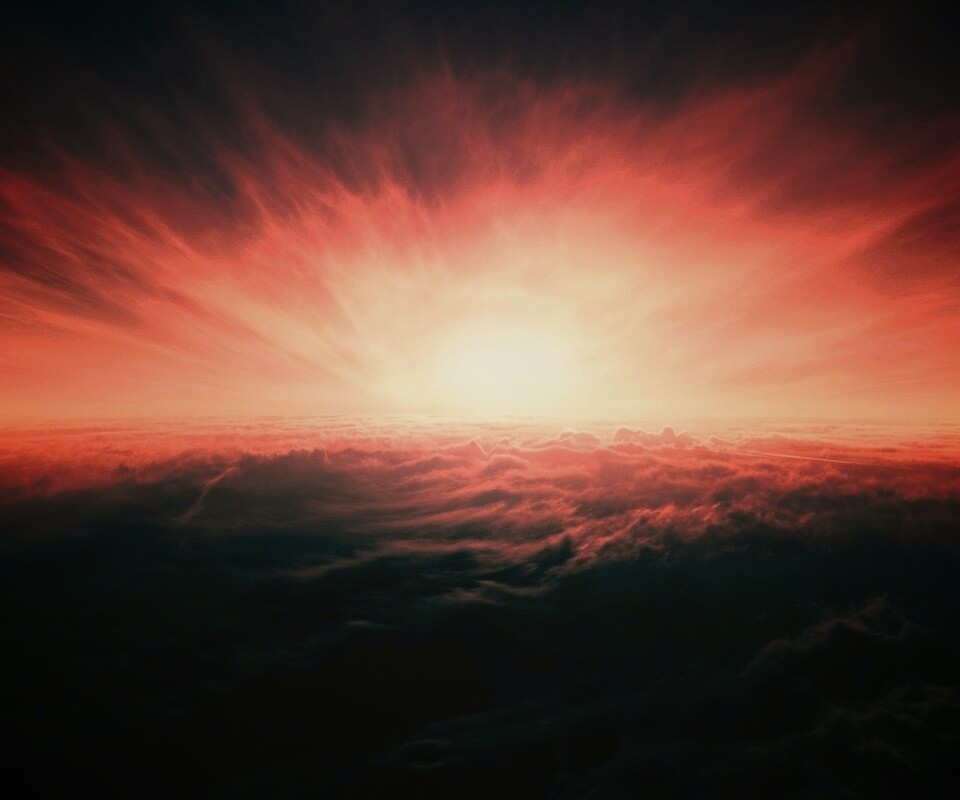 Закат над облаками обои