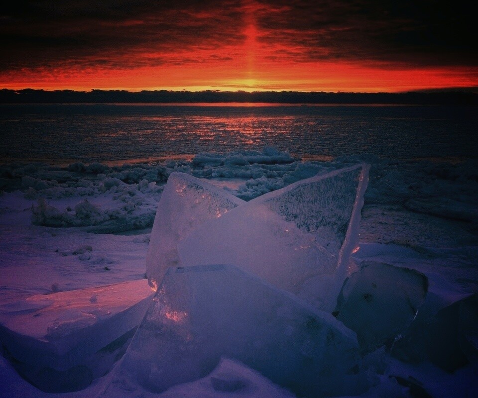 Река на закате обои