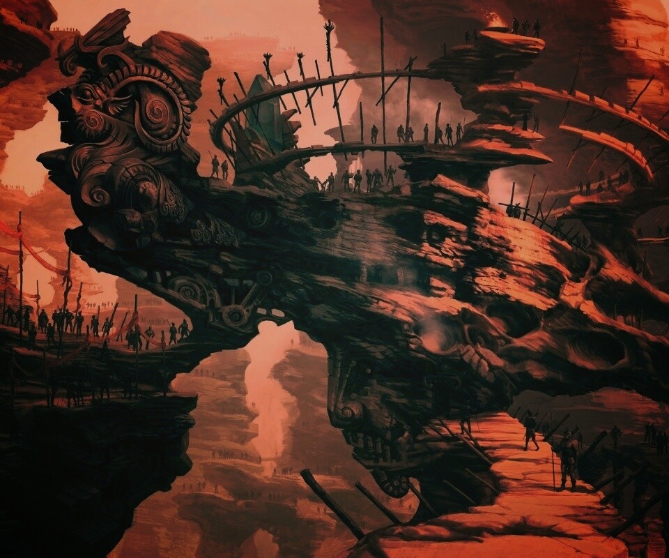 Древний корабль в скалах обои