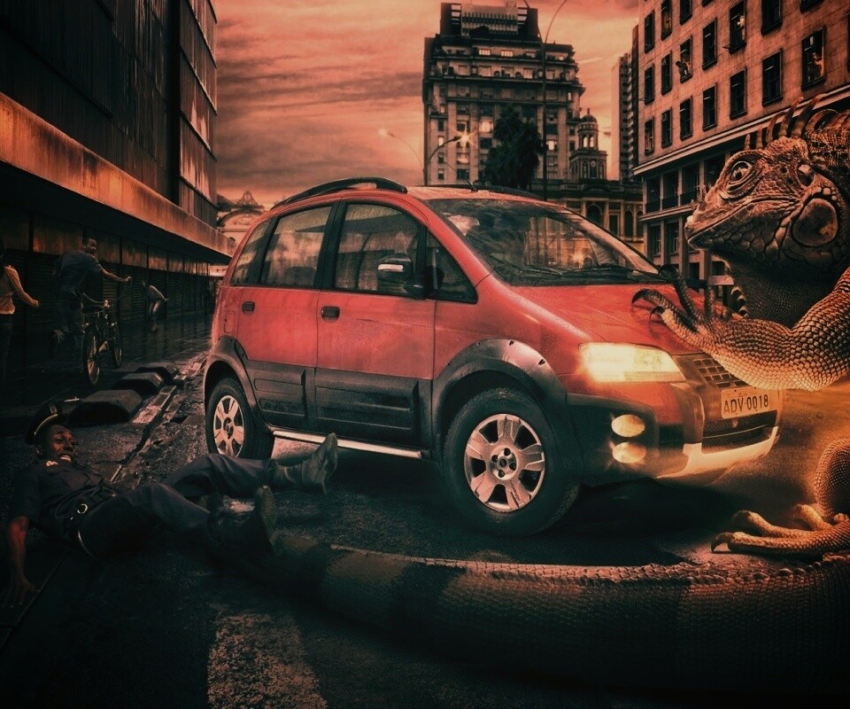 Ящерица в городе обои