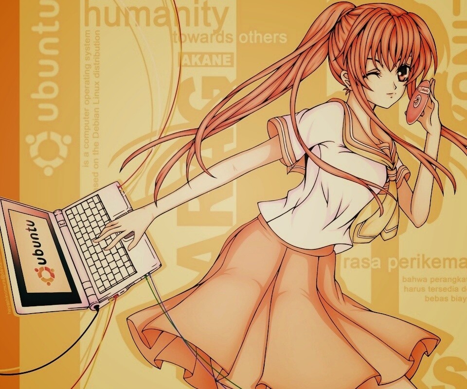 Ubuntu  в аниме обои