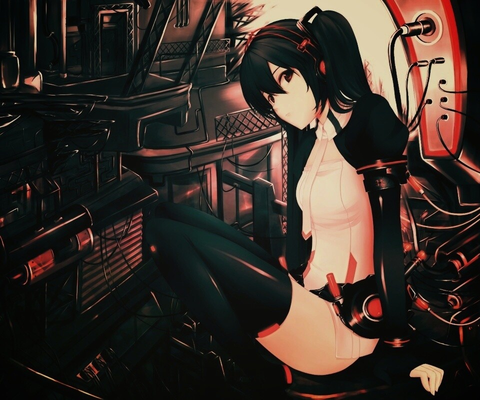 Девушка в наушниках обои